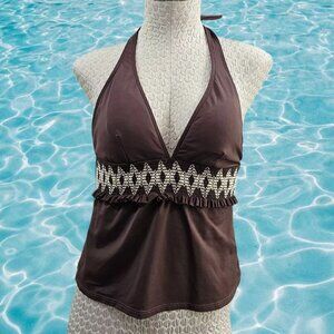 Women's 10 La Blanca Rod Beattie Brown Gusseted Tankini Tank Swim Top Bikini EUC